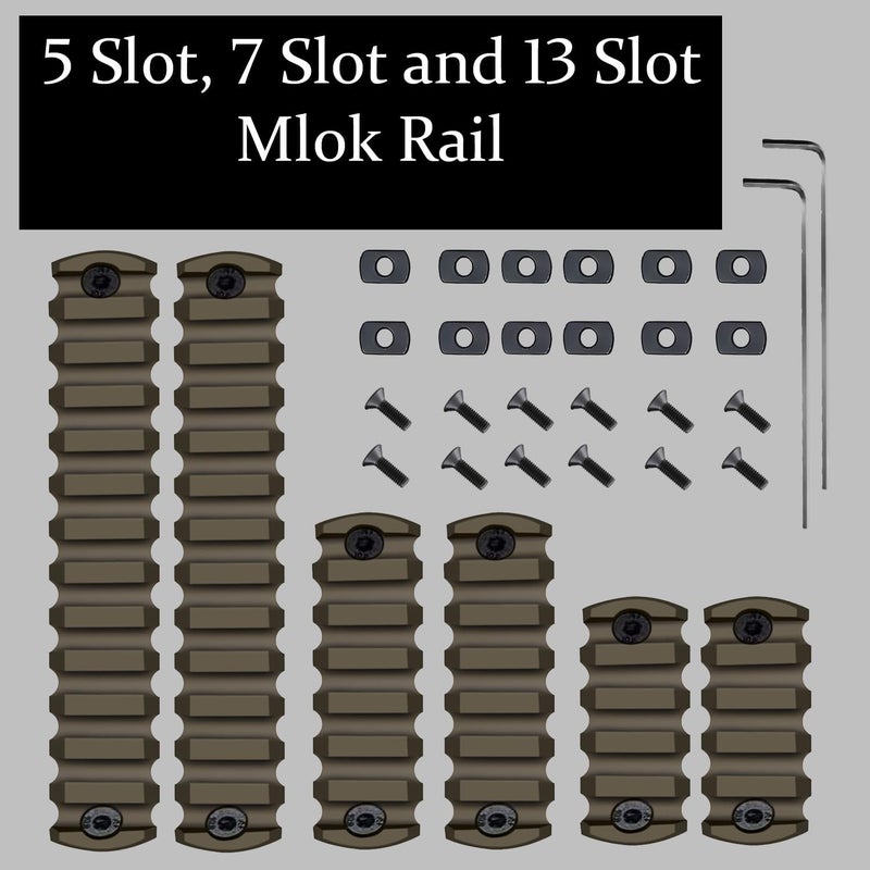 Gotical Store 13 Slots MLOK Picatinny Rail Section for M-Lok Handguard Flat Dark Earth Fit for 21mm Picatinny/Weaver Rails - Image 2